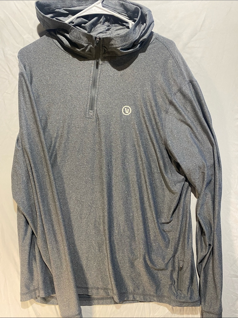 Vuori Heather Gray Hooded Quarter-Zip sun/swim hoodie